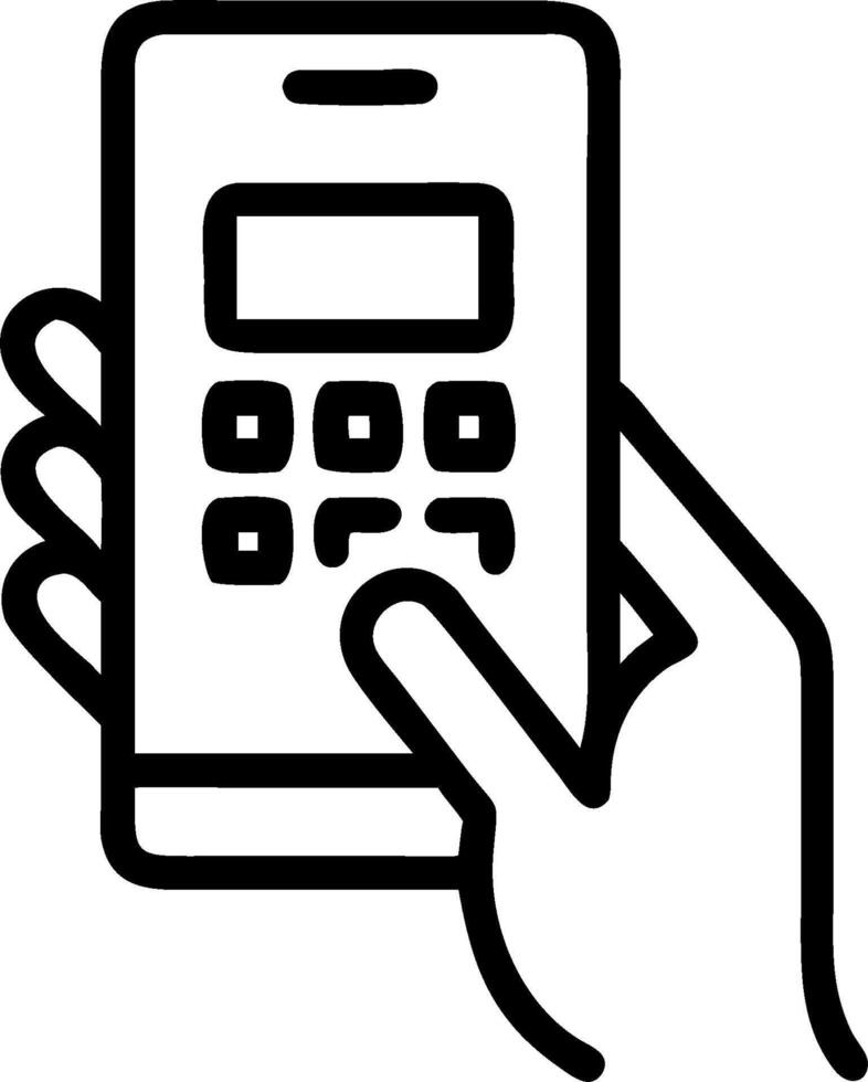Hand on Phone with Loan Calculator concept as A hand interacting with a loan calculator on a smartphone screen with a plain background. in Photo Stock Concept vector