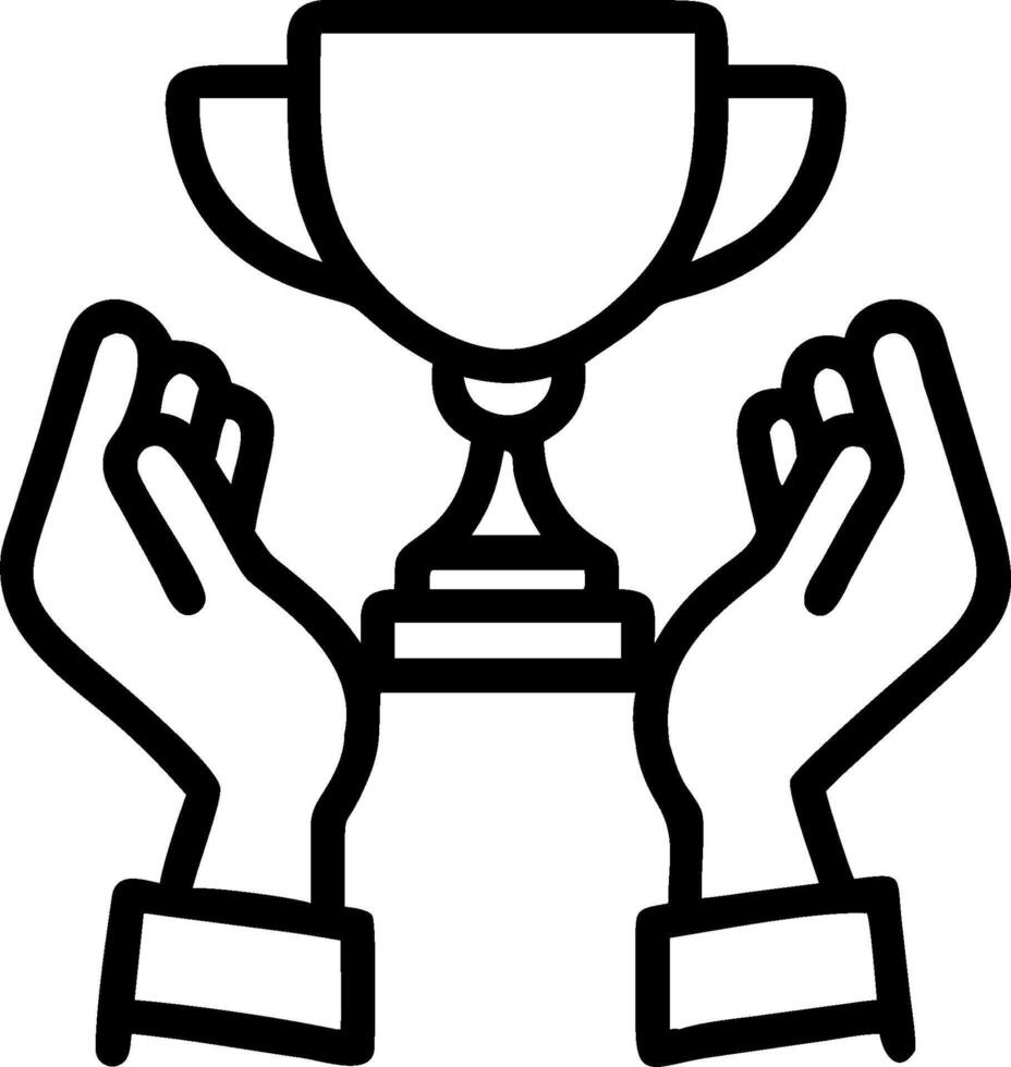 Hands holding a trophy symbolizing achievement and team challenge with ample space for text. concept as Hands holding up a trophy representing the achievement an vector
