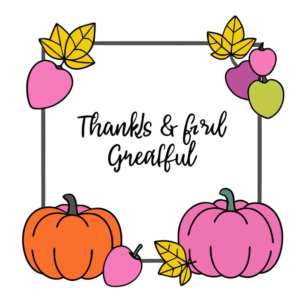Harvest Festival Border with Apples and Thanksgiving Blessings Wording concept as A beautifully illustrated border frame featuring apples pumpkins and autumn lea vector