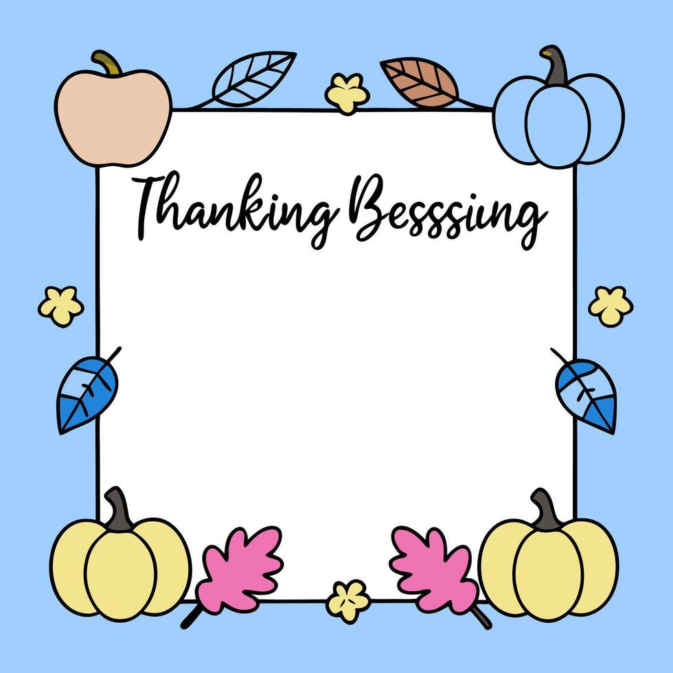 Harvest Festival Border with Apples and Thanksgiving Blessings Wording concept as A beautifully illustrated border frame featuring apples pumpkins and autumn lea vector