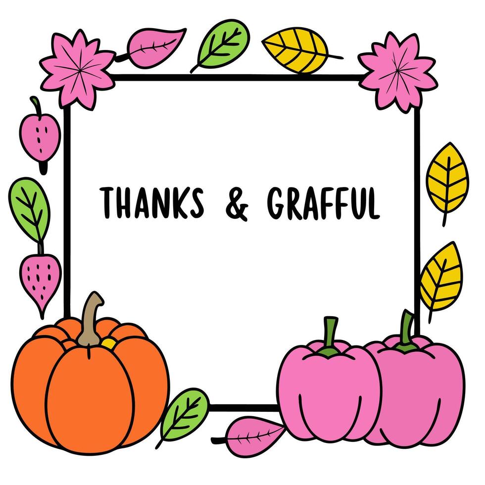Harvest Festival Border with Apples and Thanksgiving Blessings Wording concept as A beautifully illustrated border frame featuring apples pumpkins and autumn lea vector