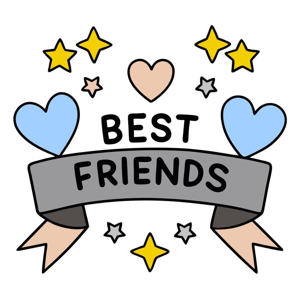 Hearts and Stars Border with Best Friends Wording concept as A vibrant border frame featuring hearts and stars symbolizing love and admiration in friendships. Th vector