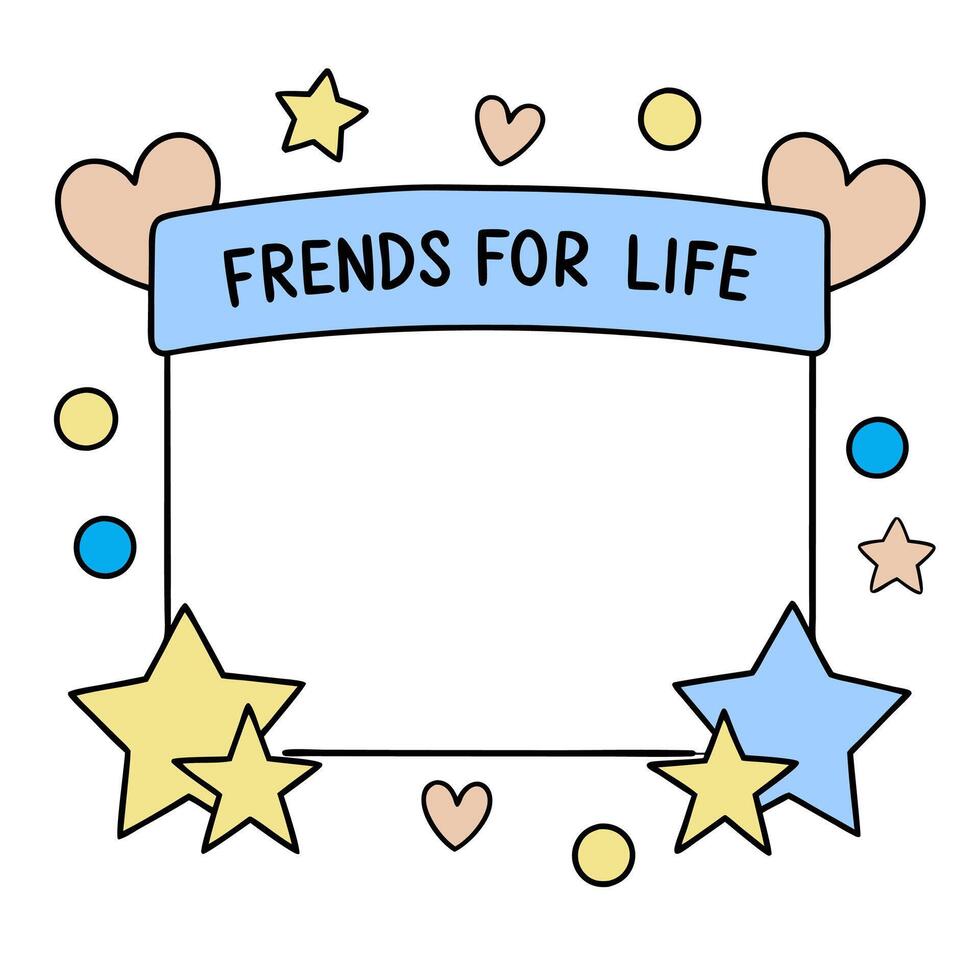 Hearts and Stars Border with Best Friends Wording concept as A vibrant border frame featuring hearts and stars symbolizing love and admiration in friendships. Th vector