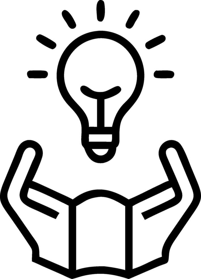 Human with a light bulb and book representing ideas and knowledge with ample white copy space. concept as A person holding a glowing light bulb and an open book vector