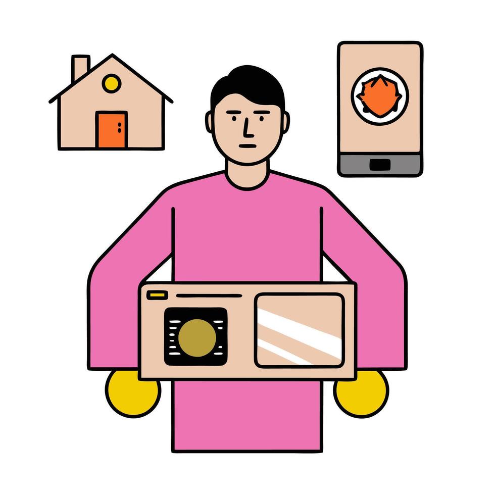 Individual with smart lighting system and tech overlay symbolizing energy efficient smart living in double exposure with copy space. concept as An individual ble vector