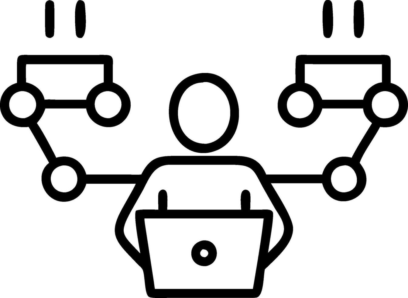 IT Director with Network Diagrams and Laptop in High Tech Conference Room concept as Long shot of an IT director with network diagrams and a laptop in a high tec vector