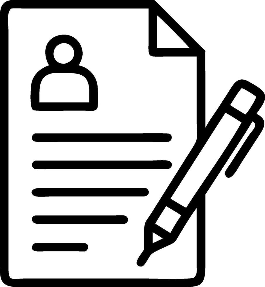 Job application and pen icon with space for text on a blue background concept as A sleek job application and pen icon with ample space for text on a blue backgro vector