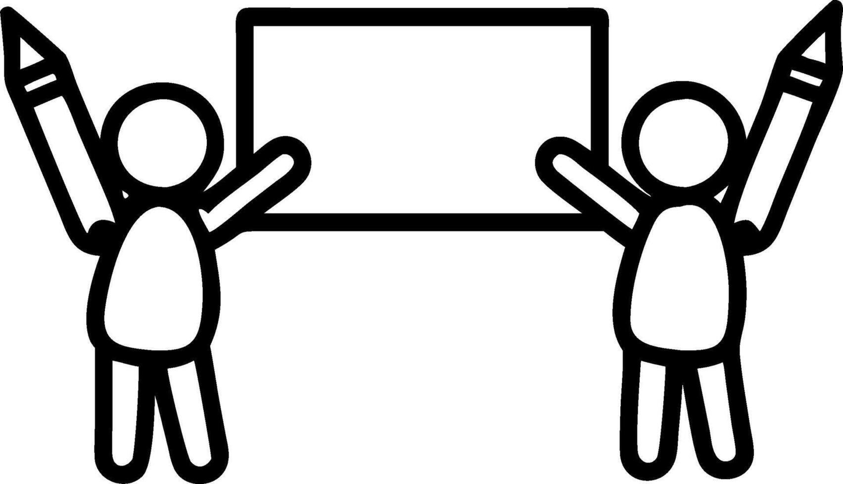 Kids with Pencils and Floating Chalkboard concept as Kids holding pencils with a floating chalkboard set against a blank background providing ample space for tex vector