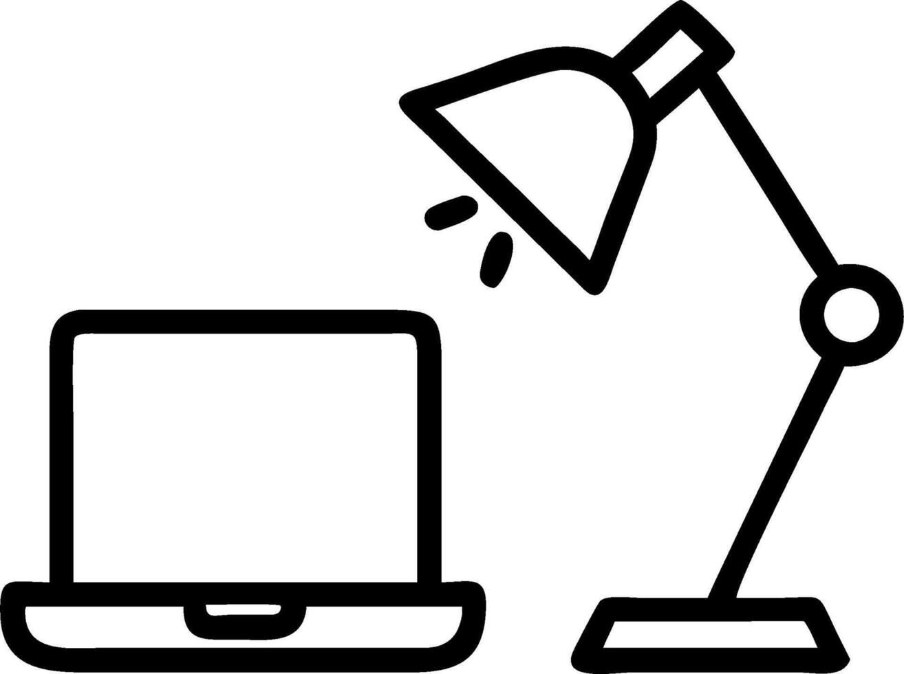 Laptop and desk lamp icon with blank area for personalized messages concept as A customizable laptop and desk lamp icon featuring a blank area for adding persona vector