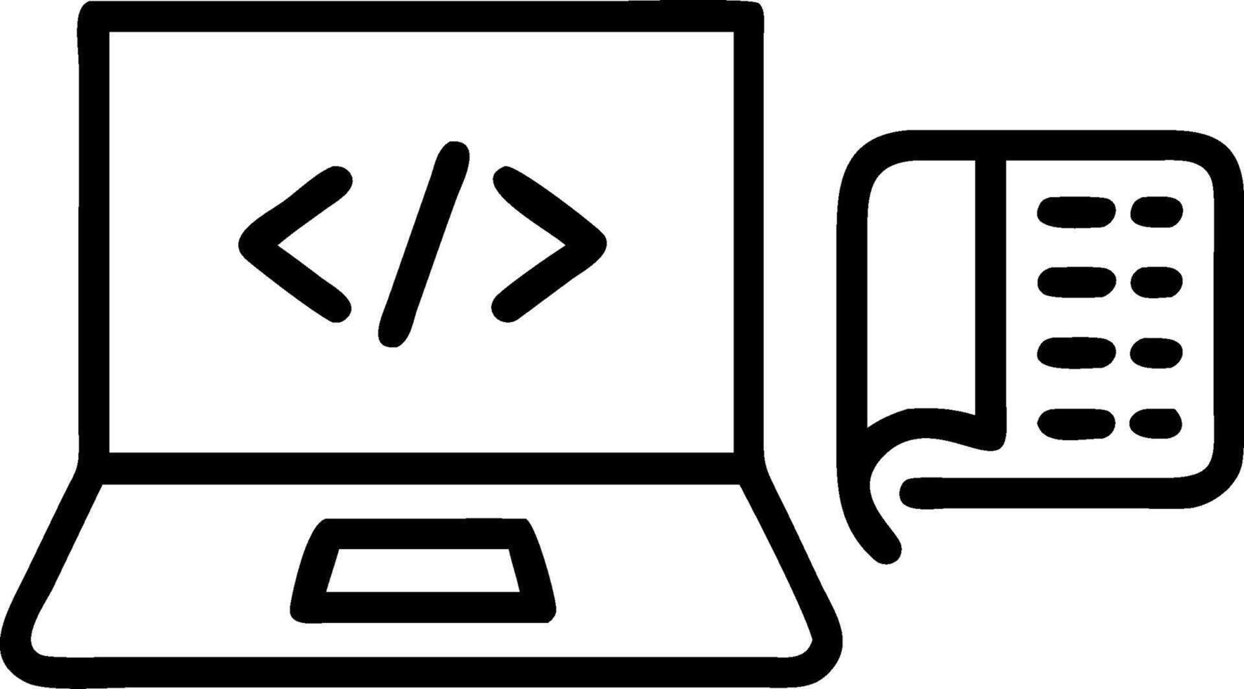 Laptop and Coding Book concept as An icon of a laptop and a coding book set against a clean background offering ample space for text or graphics symbolizing the vector