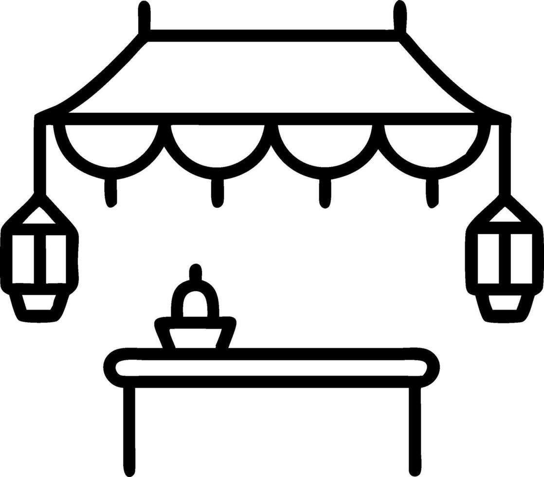 Lanterns and market table icon with ample space for text and graphics concept as An iconographic lanterns and market table design offering ample space for both t vector