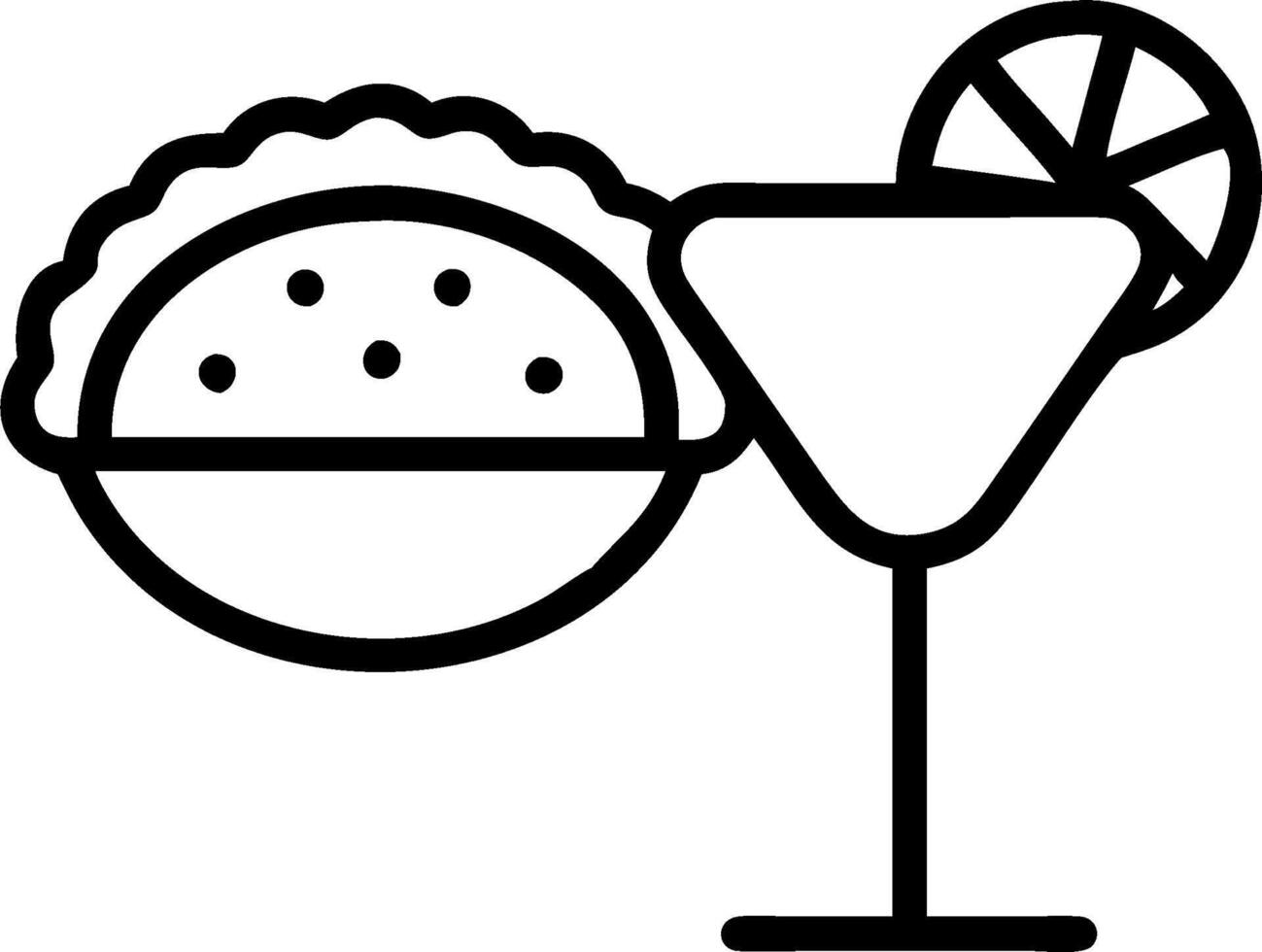 Margarita and a taco symbolizing Mexican dining with ample space for text. concept as A margarita and a taco representing the vibrant flavors of Mexican dining i vector