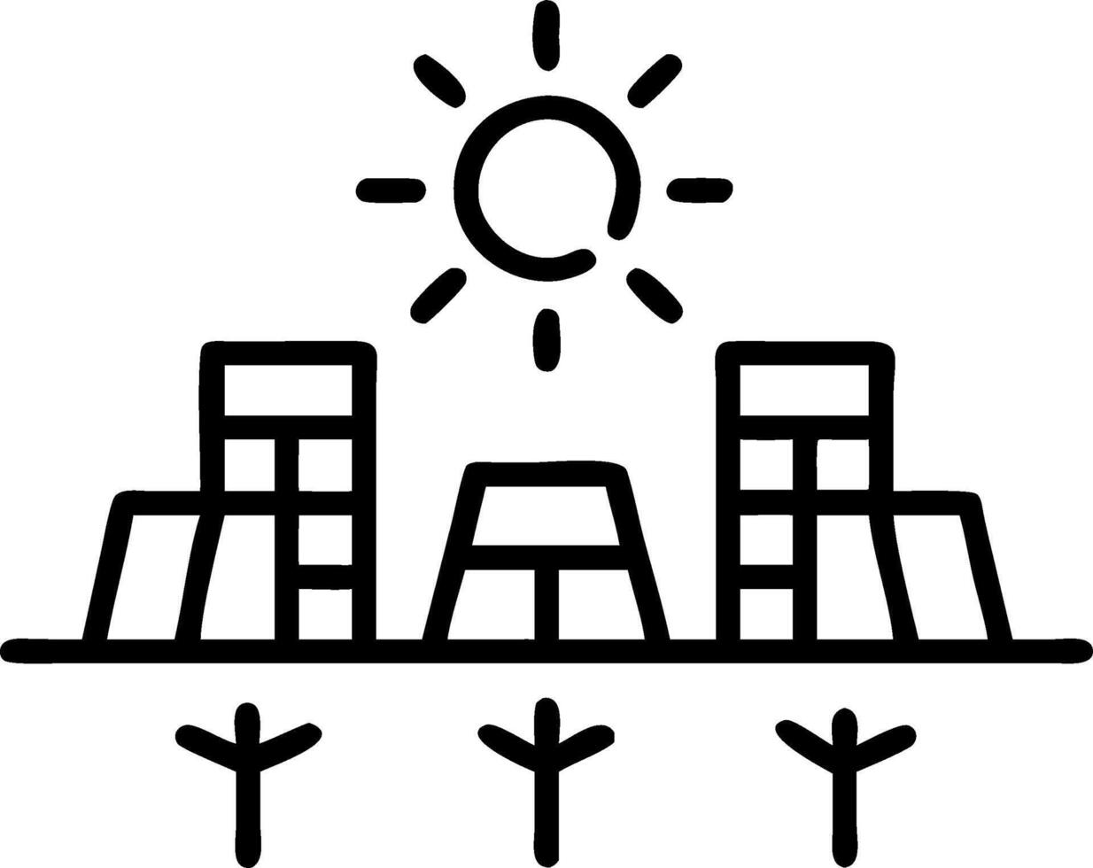 Overhead view of a metropolitan area with green corridors and solar farms symbolizing renewable urban planning in double exposure with copy space. concept as An vector