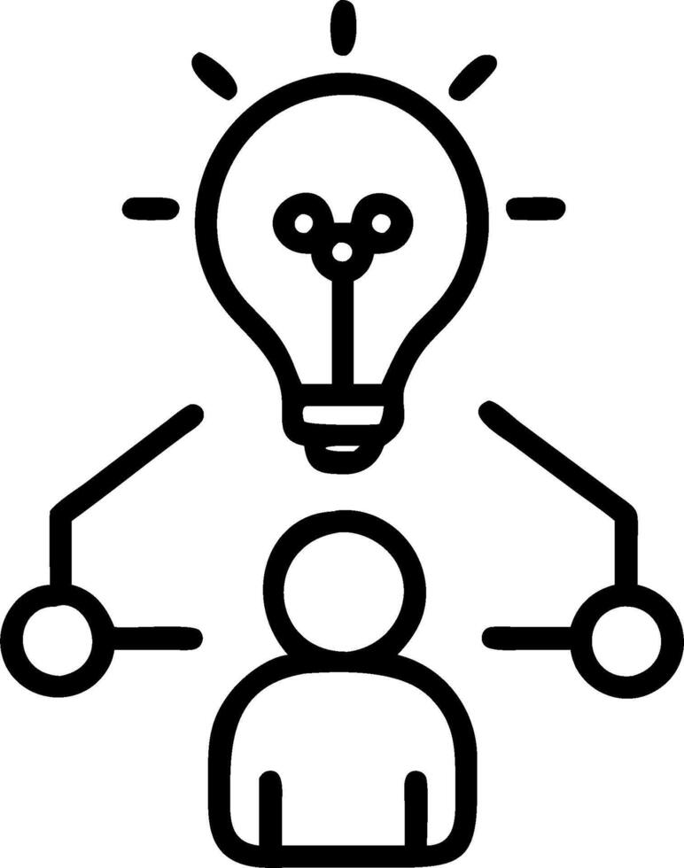 Overhead view of an executive with idea bulb and innovation network overlay symbolizing creative leadership in double exposure with copy space. concept as An ove vector