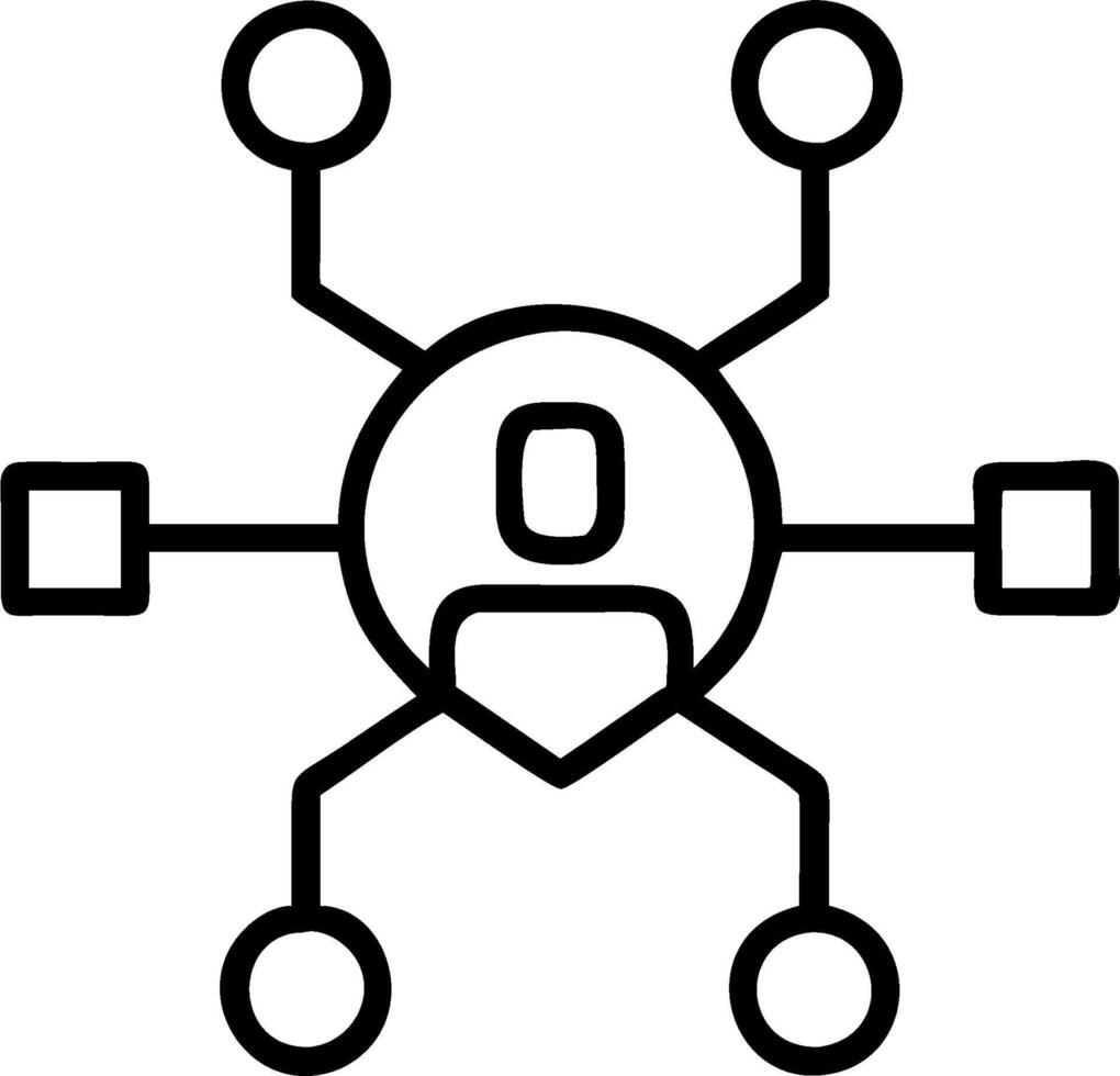 Overhead view of an executive with idea bulb and innovation network overlay symbolizing creative leadership in double exposure with copy space. concept as An ove vector