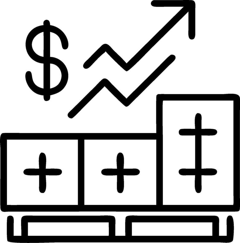 Pallet and a cost saving graph symbolizing inventory cost control in double exposure with copy space. concept as A pallet blended with a cost saving graph repres vector