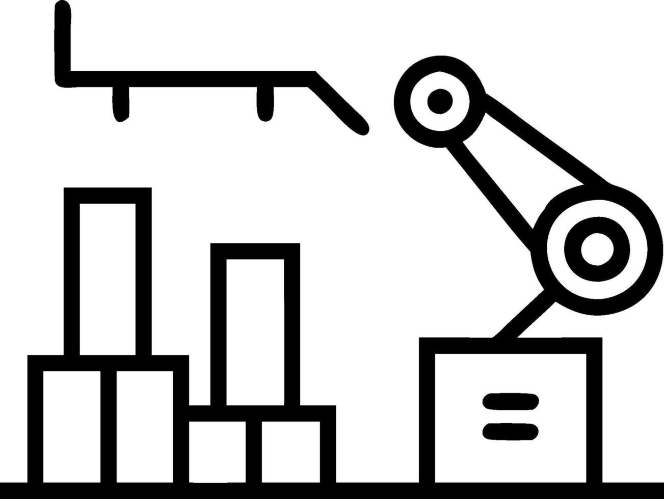 Palletizing robot and an efficiency graph symbolizing robotic palletizing in double exposure with copy space. concept as A palletizing robot blended with an effi vector