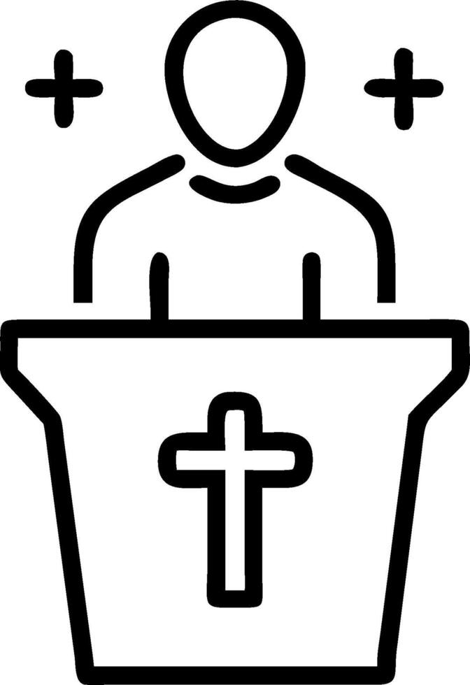 Pastor with Pulpit and Cross concept as An image of a pastor with a pulpit and cross set against a dreamy background offering ample space for text or graphics sy vector