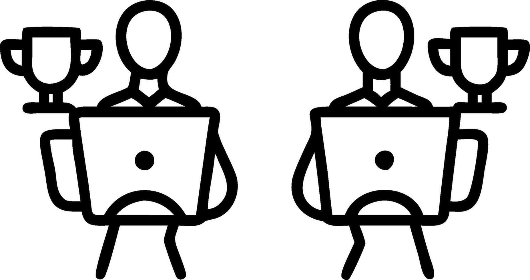 People with Awards and Tablets concept as Business professionals holding awards and using tablets set against a dreamy background offering ample space for text o vector