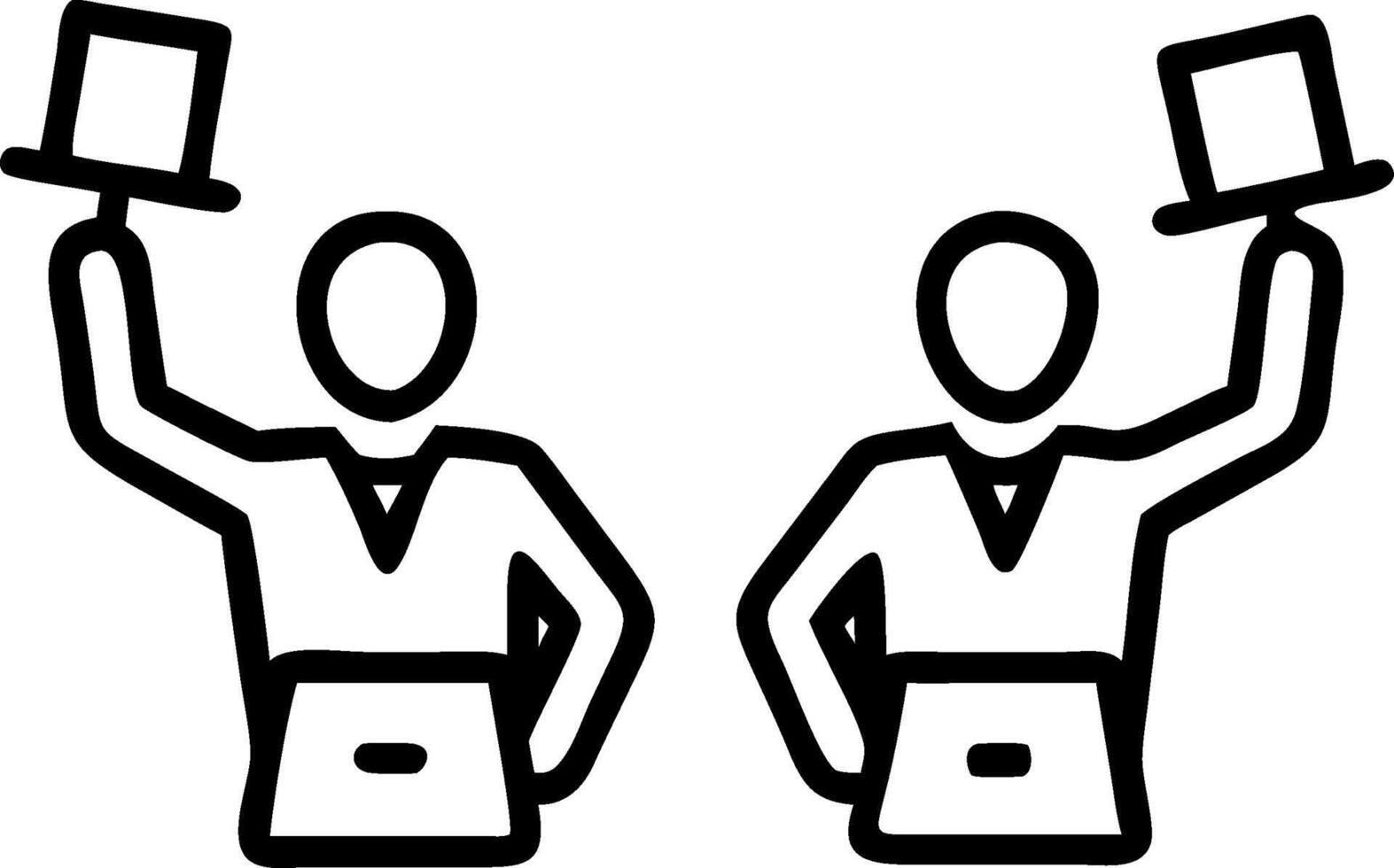 People with Diplomas and Smartphones concept as Business professionals holding diplomas and using smartphones set against a whimsical background offering ample s vector