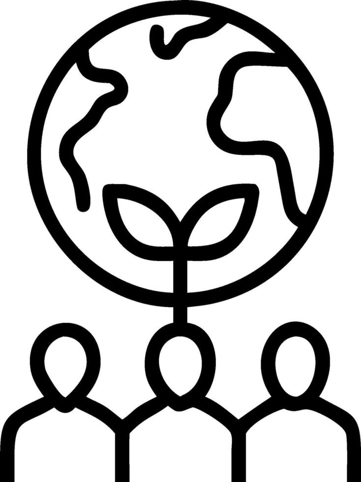 People with Earth and Climate Change Project Plans concept as A group of people developing climate change project plans with an earth model set against a whimsic vector