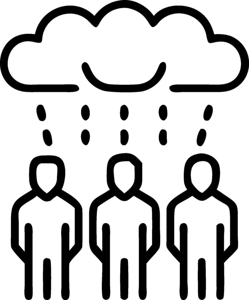 People with Raincoats and Street Lights concept as A group of people in raincoats walking under street lights during a rain shower set against a whimsical backgr vector