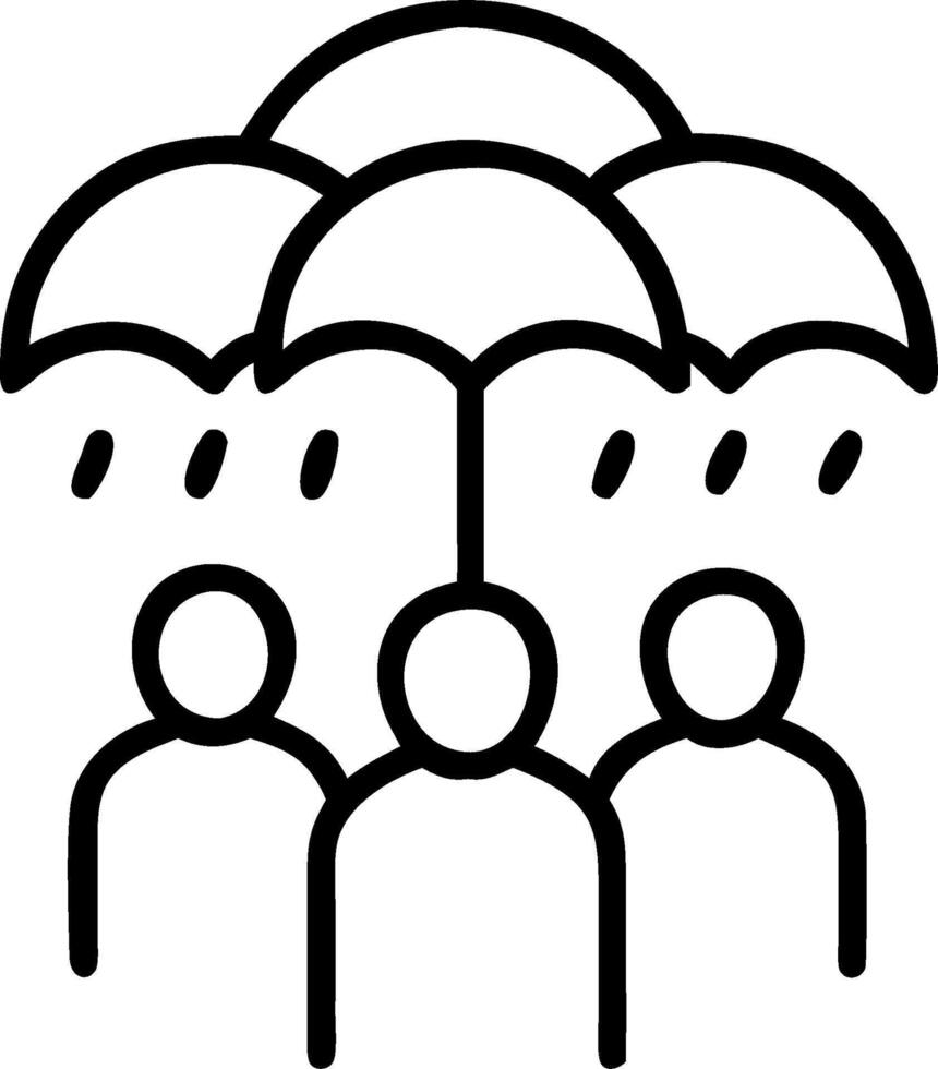 People with Umbrellas and Rainy Cityscape concept as A group of people with colorful umbrellas walking through a rainy cityscape set against a whimsical backgrou vector