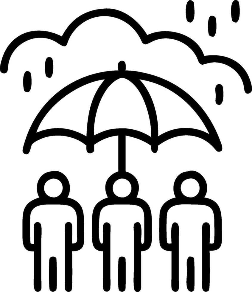 People with Umbrellas and Rainy Cityscape concept as A group of people with colorful umbrellas walking through a rainy cityscape set against a whimsical backgrou vector