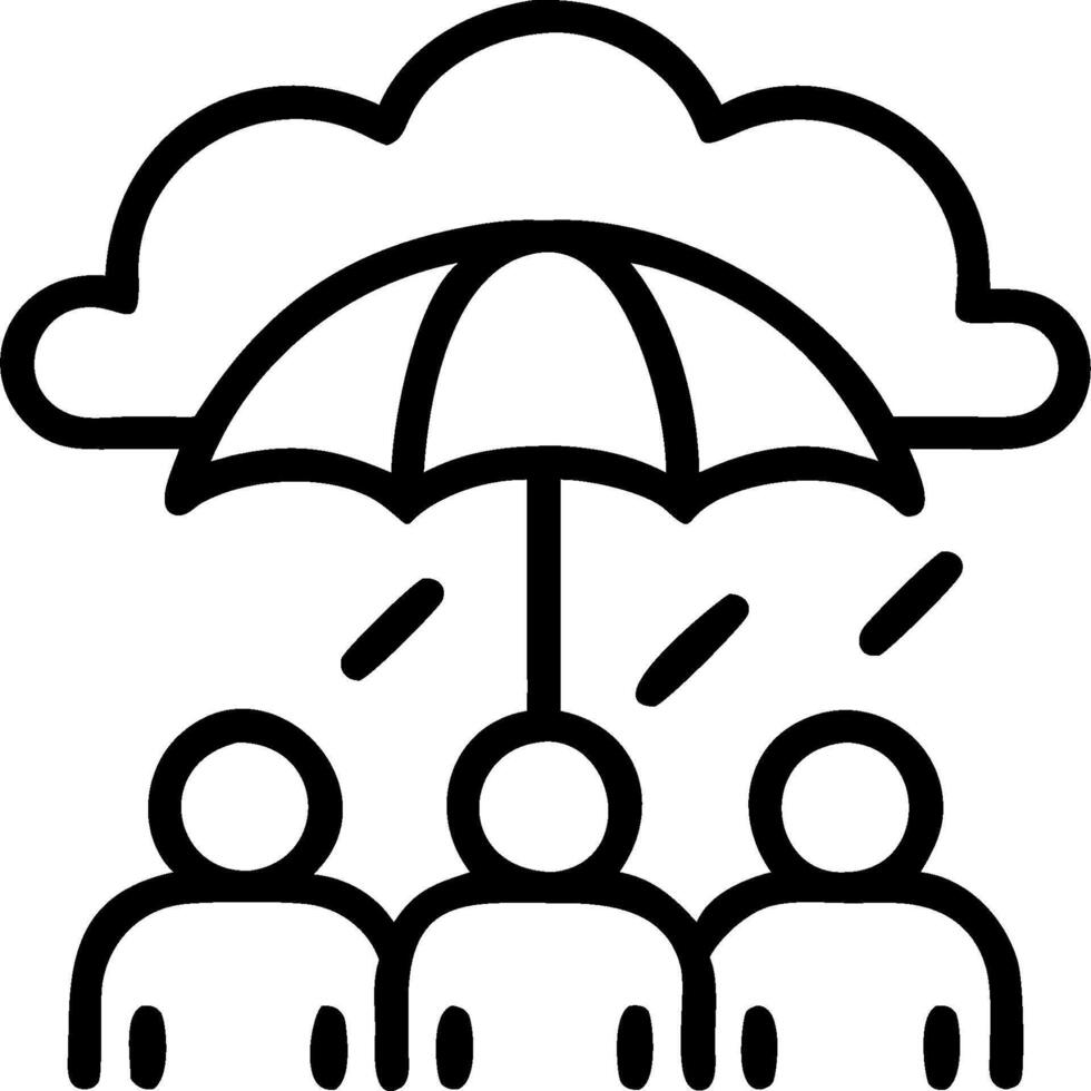People with Umbrellas and Rainy Cityscape concept as A group of people with colorful umbrellas walking through a rainy cityscape set against a whimsical backgrou vector
