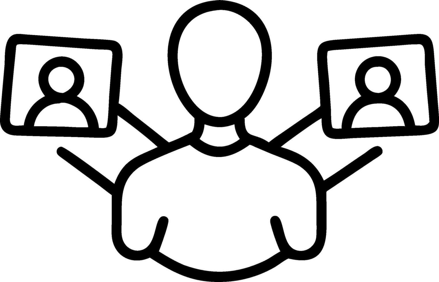 Person and a digital ad symbolizing online marketing in double exposure with copy space. concept as A person intertwined with a digital ad representing online ma vector