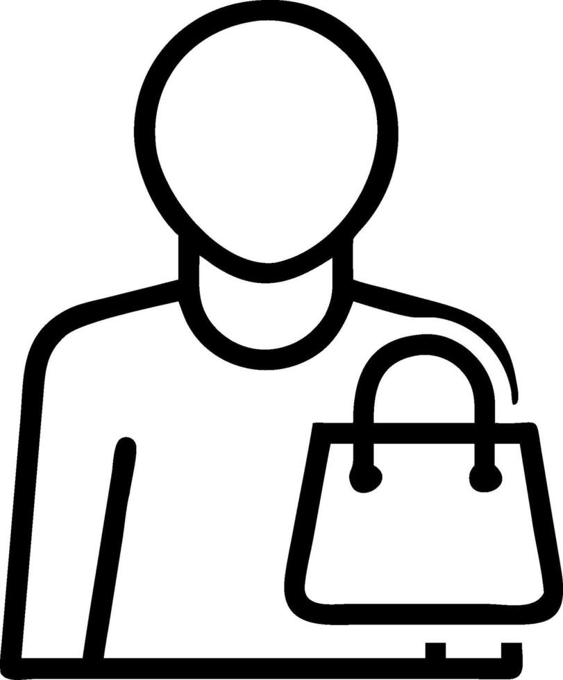 Person and a shopping bag symbolizing retail marketing in double exposure with copy space. concept as A person fused with a shopping bag representing retail mark vector