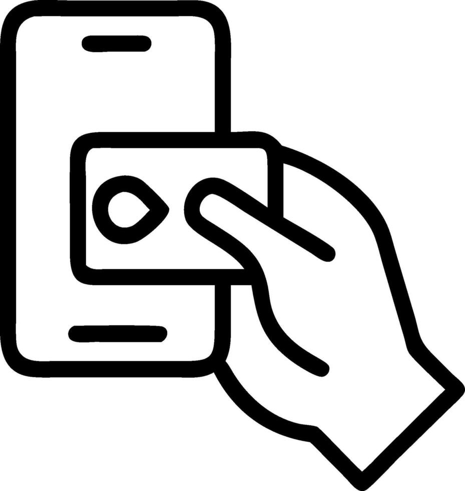 A hand holding a credit card and a smartphone vector
