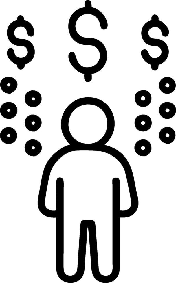 Person Showered in Coins concept as A person being showered in gold coins with a clean background providing ample space for text or graphics symbolizing prosperi vector