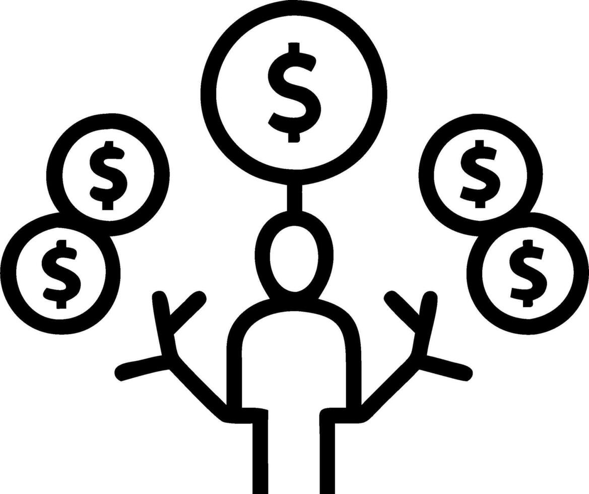 Person Surrounded by Money Clouds concept as A person surrounded by clouds of money with a plain background providing ample space for text or graphics symbolizin vector