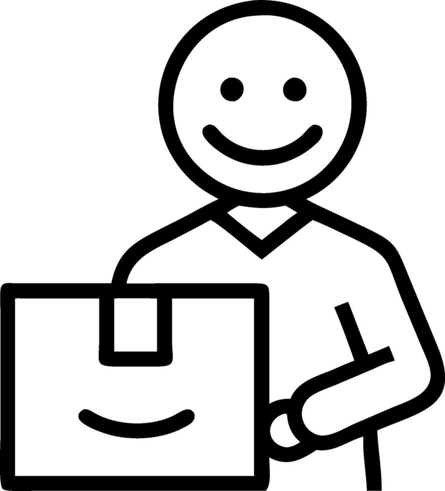Person with Delivery Box and Customer Service Smile concept as A person holding a delivery box with a bright smile set against a clean background offering space vector