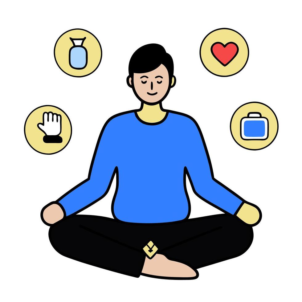 Person with digital wellness tracker and tech overlay symbolizing wellness focused smart living in double exposure with copy space. concept as A person intertwin vector