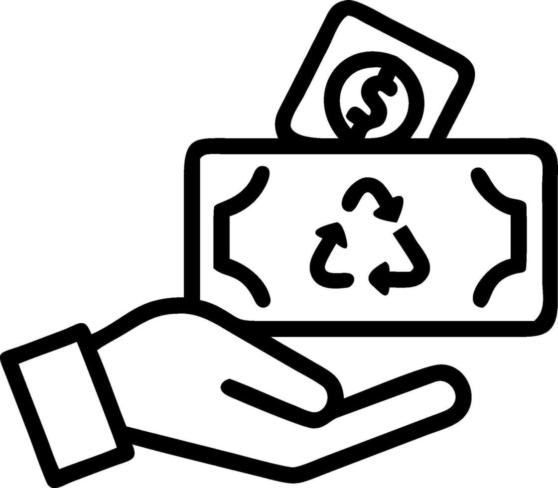 Person with Green Wallet and Recycled Money concept as A person holding a green wallet and recycled money with a plain background offering ample space for text o vector