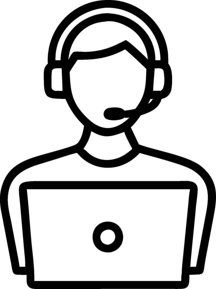 Person with Laptop and Headset for Tech Support concept as A person using a laptop and wearing a headset set against a blank background providing space for text vector