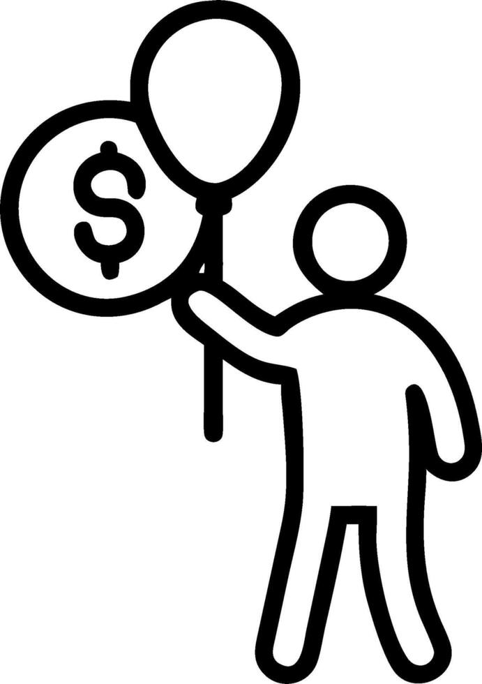 Person with Money Balloon concept as A person holding a balloon made of money with a plain background providing ample space for text or graphics symbolizing fina vector