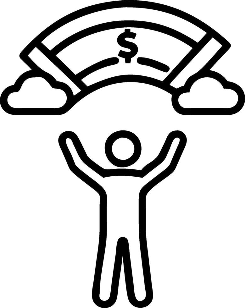 Person with Money Rainbow concept as A person standing under a rainbow made of money with a plain background offering ample space for text or graphics symbolizin vector