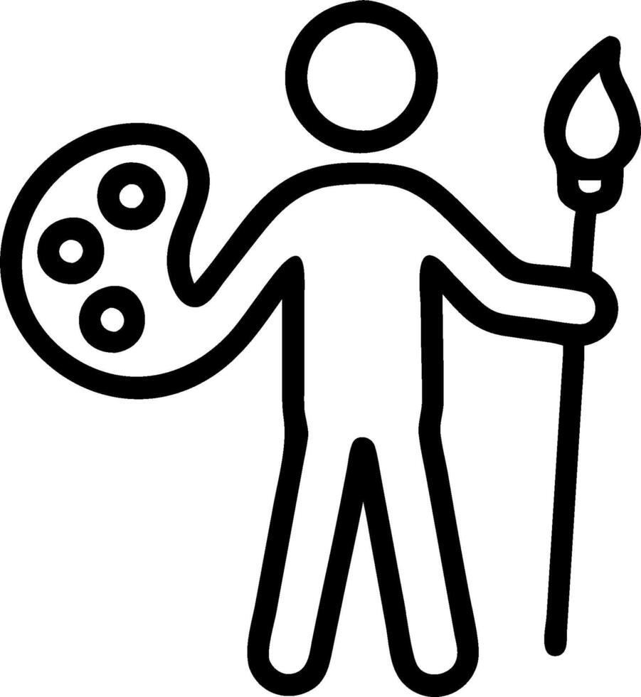 Person with Paintbrush and Color Palette for Painting Service concept as A person holding a paintbrush and color palette set against a blank background providing vector