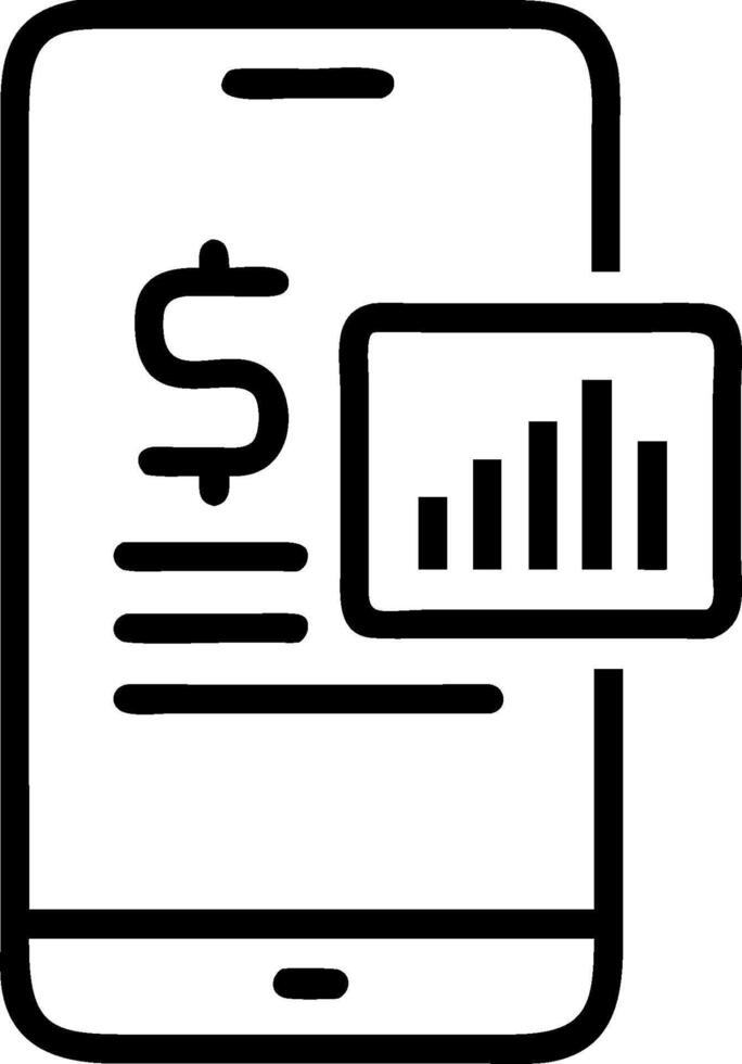 Phone and Financial Report concept as A smartphone displaying a financial report with space for text on the side. in Photo Stock Concept vector