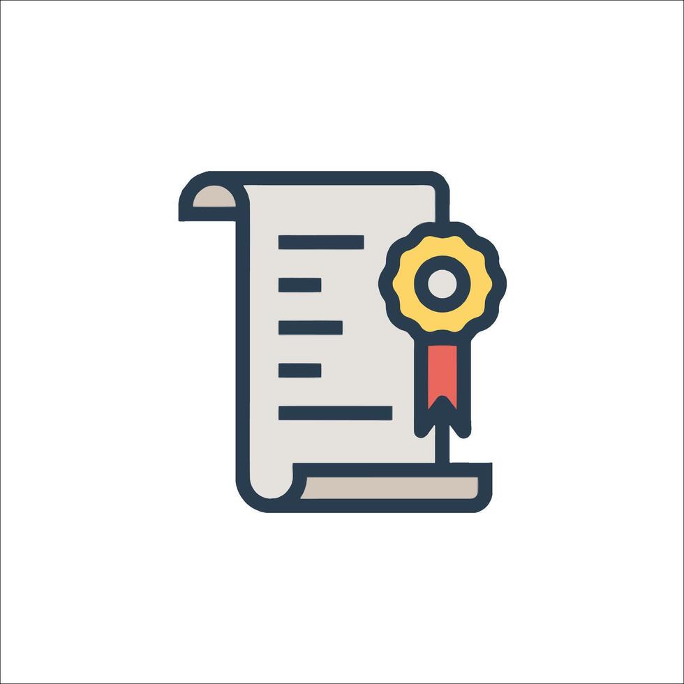 A certificate icon with a ribbon on it vector