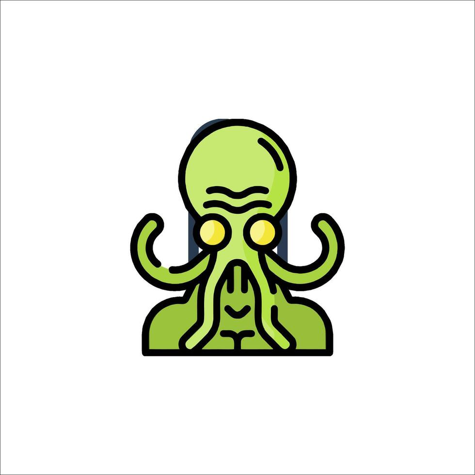 A green octopus with tentacles on its face vector