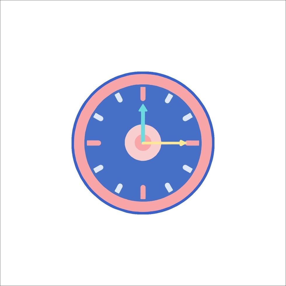 A clock icon with a blue and pink face vector