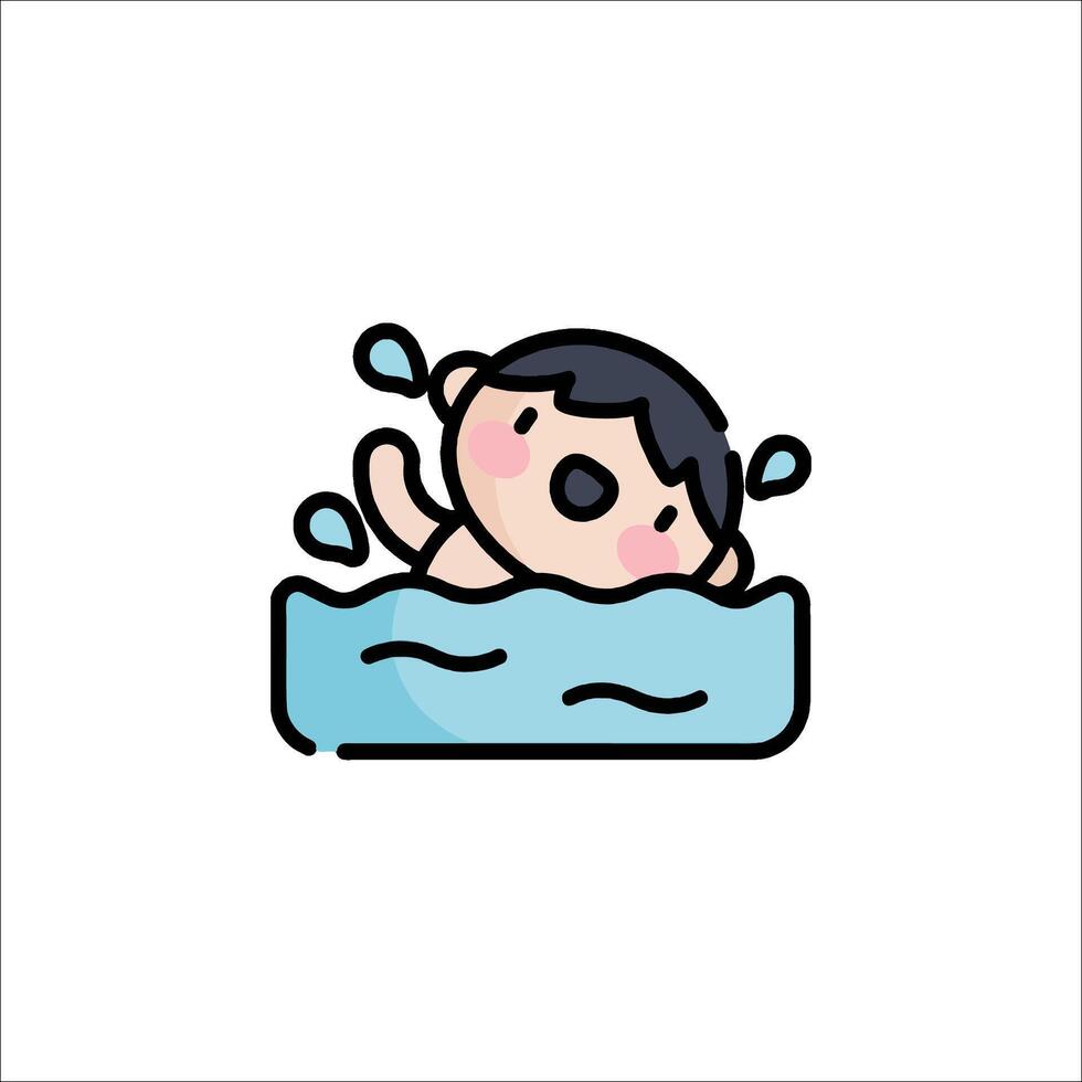 A cartoon boy swimming in the water vector