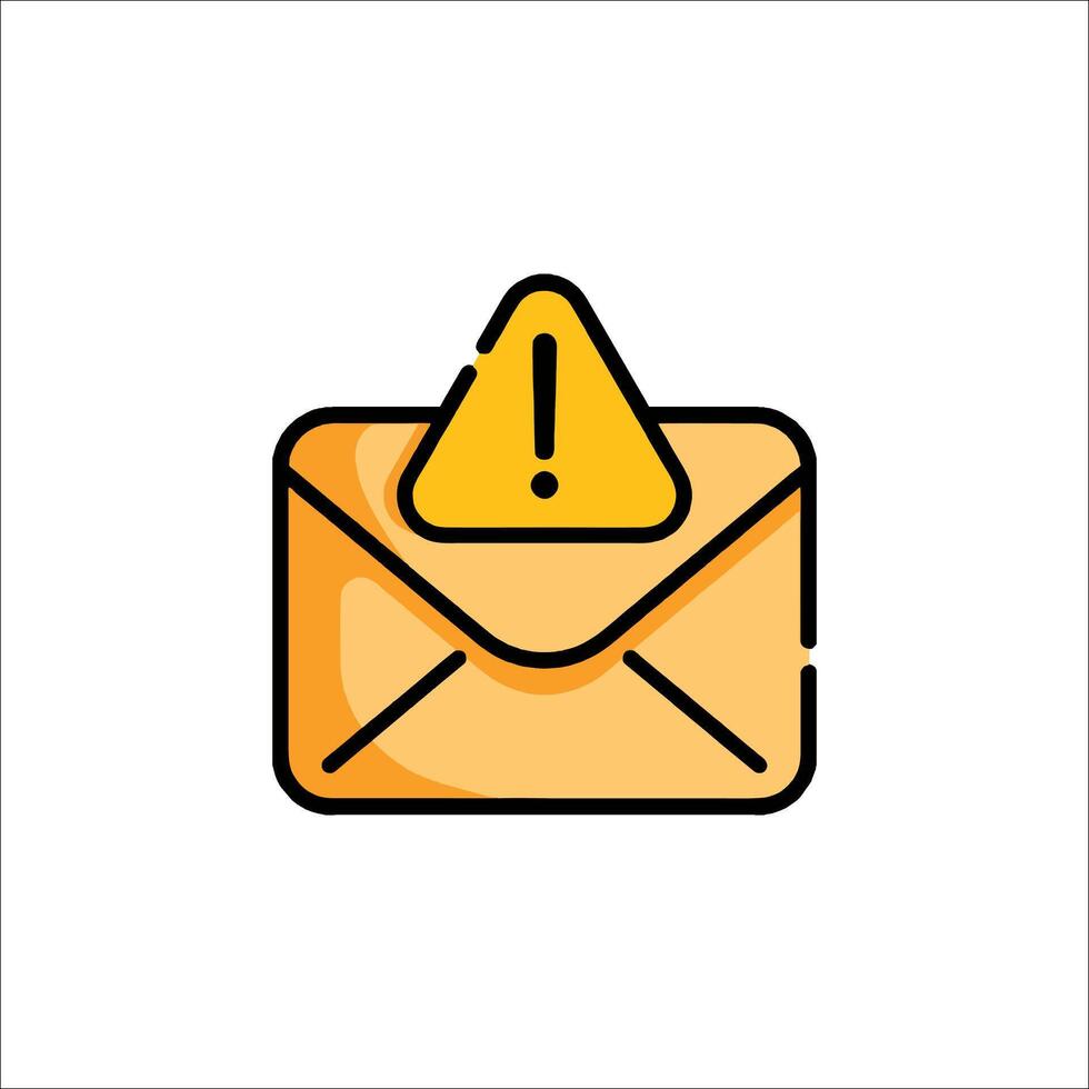 An email envelope with a yellow caution sign on it vector