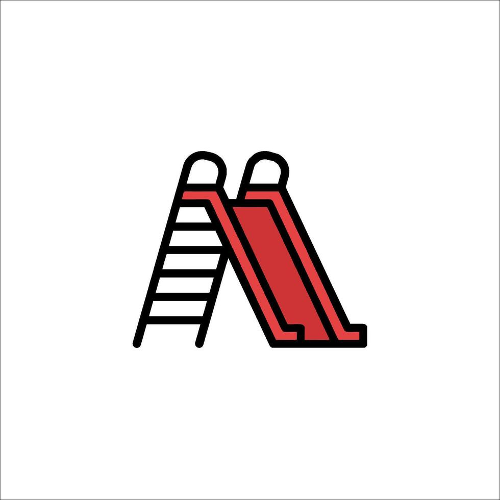 A red and black slide with a ladder on it vector