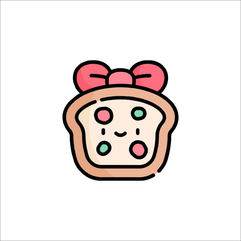 A cute bread with a bow on it vector