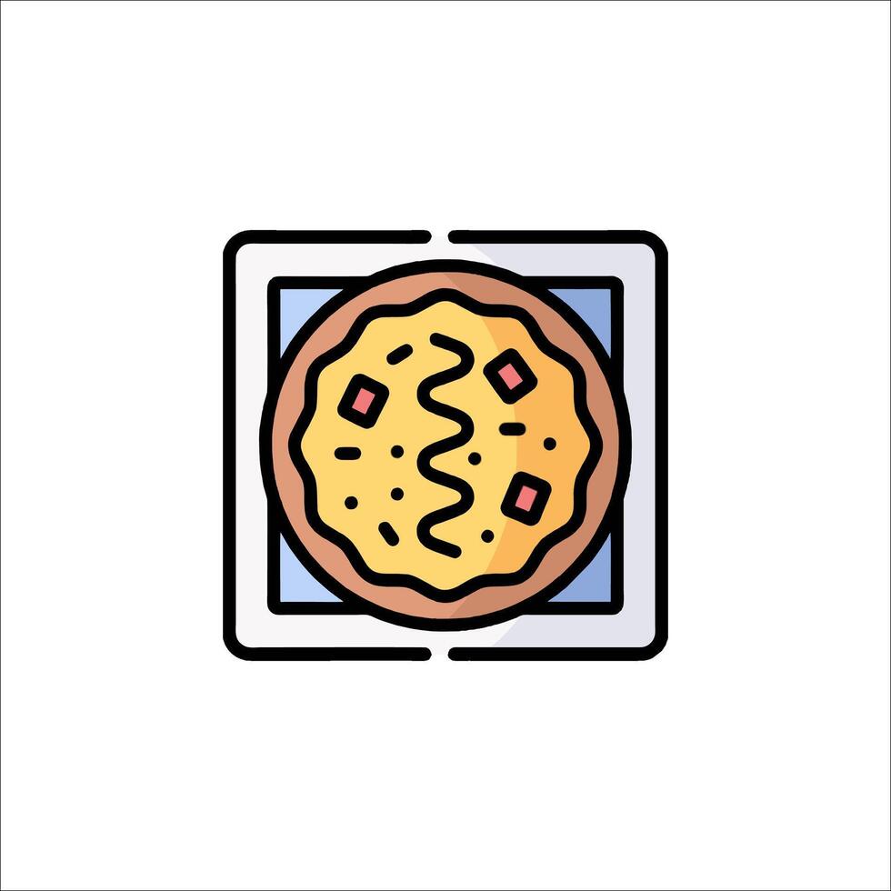 A pizza icon in a square box vector